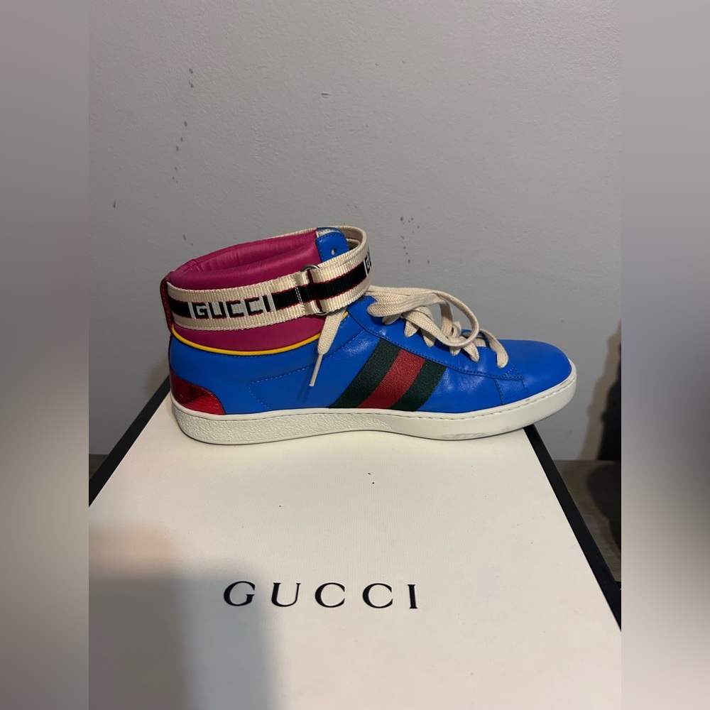 (Mens) Gucci Ace Web Stripe High Top Sneakers - 9M US (8EU)